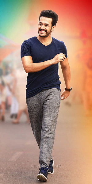 Akhil Akkineni Walking in Casual Navy T-Shirt and Grey Joggers HD phone wallpaper