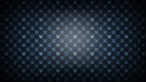 Kingdom Hearts Dark Pattern Wallpaper with Crown and Heart Icons HD wallpaper