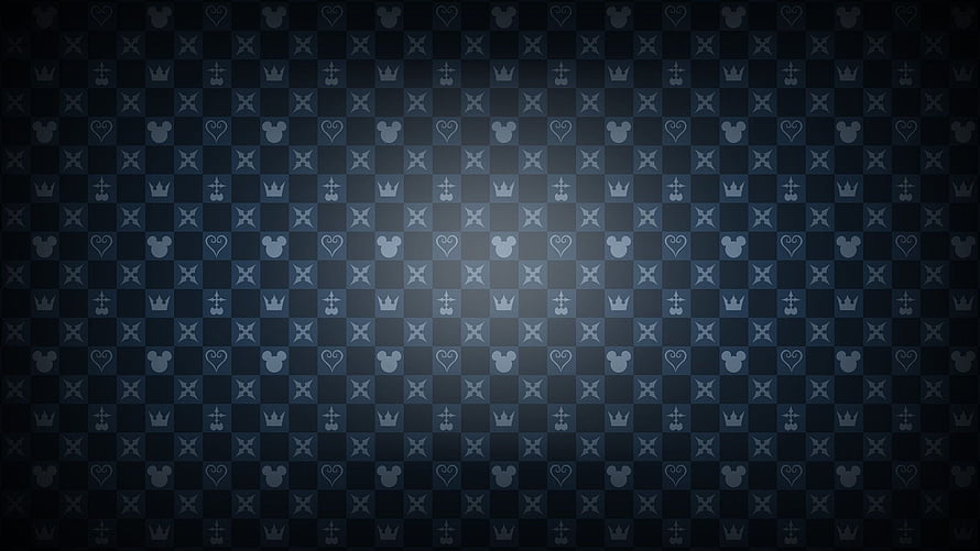 Kingdom Hearts Dark Pattern Wallpaper with Crown and Heart Icons HD wallpaper