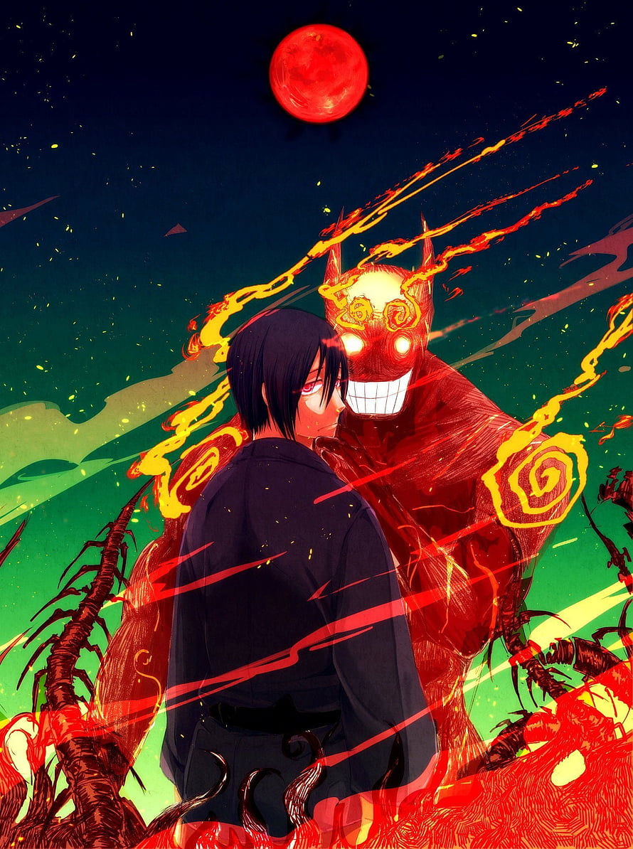 Benimaru Shinmon and Shinra Kusakabe in Fiery Demon Form from Fire Force HD phone wallpaper