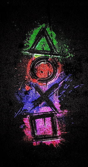 PlayStation Classic Logo Abstract Neon Artwork on Dark Grunge Background HD phone wallpaper