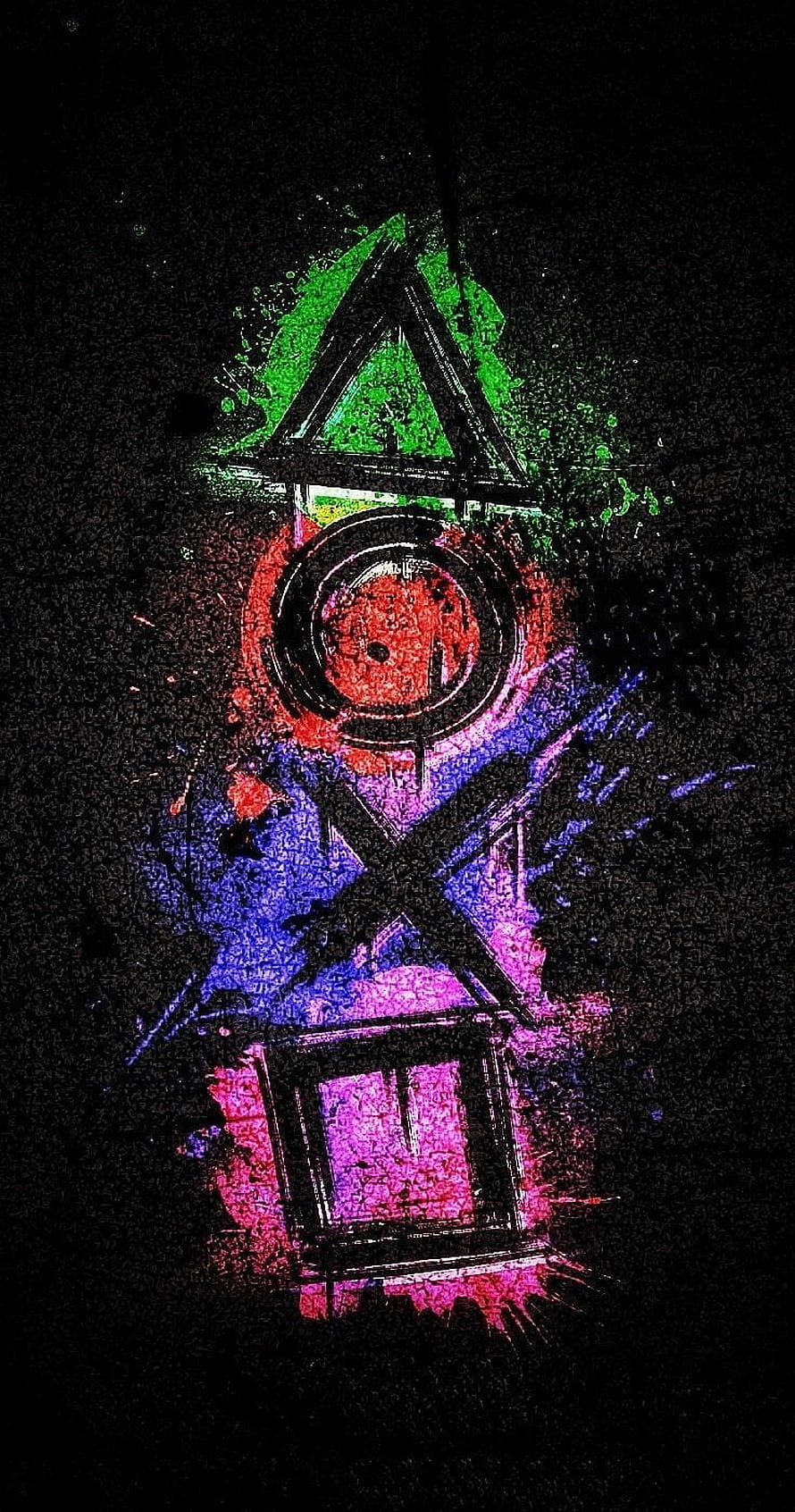 PlayStation Classic Logo Abstract Neon Artwork on Dark Grunge Background HD phone wallpaper