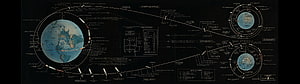 Satellite Orbit Diagram with Earth and Space Station Schematic on Black Background HD wallpaper