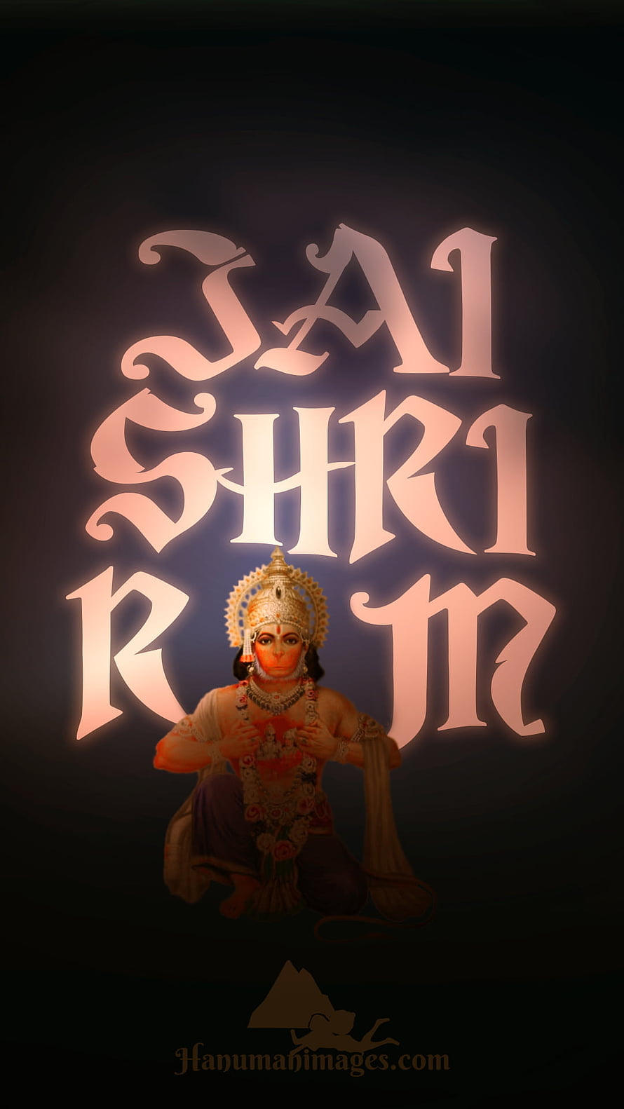 Jai Shri Ram Bajrangbali Devotional Artwork with Glowing Typography HD phone wallpaper