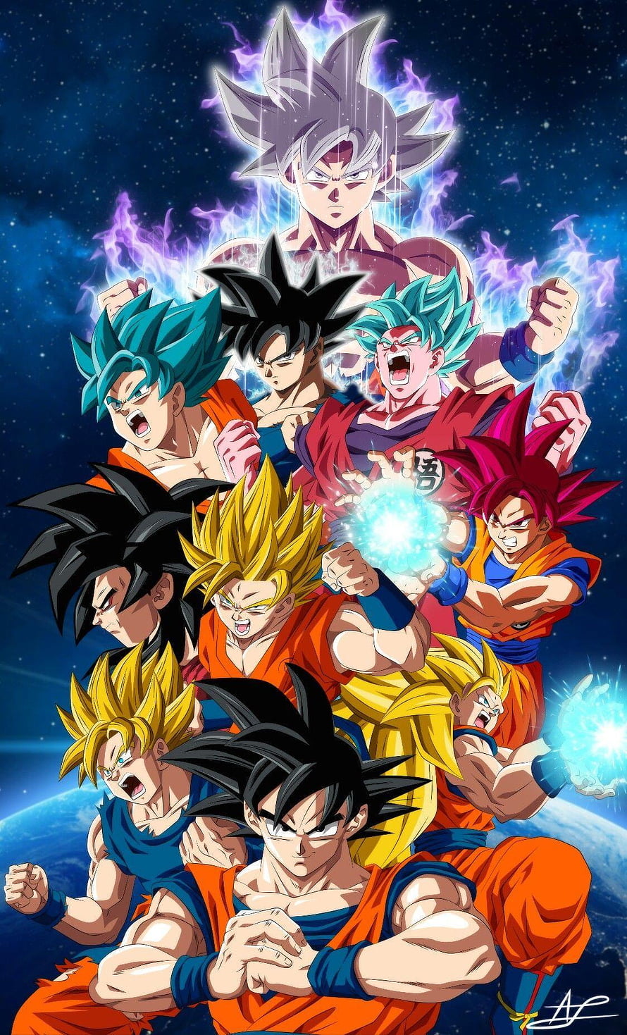 Dragon Ball Super Goku All Transformations Anime Group Artwork HD phone wallpaper