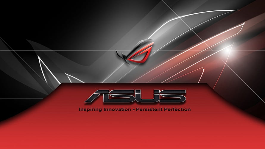 ASUS ROG Gaming Logo with Red and Black Abstract Light Streaks HD wallpaper