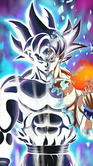Goku Ultra Instinct Transformation with Energy Aura and Kamehameha HD phone wallpaper