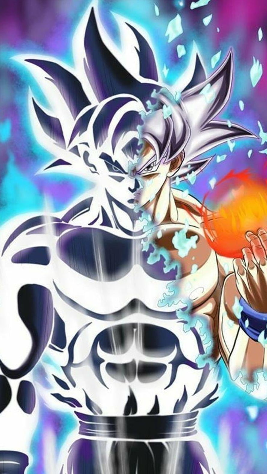 Goku Ultra Instinct Transformation with Energy Aura and Kamehameha HD phone wallpaper