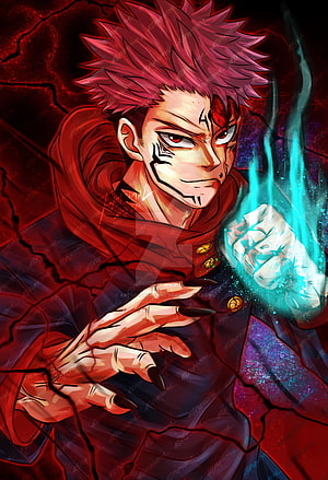 Yuji Itadori Jujutsu Kaisen Anime Character Artwork with Cursed Energy HD phone wallpaper