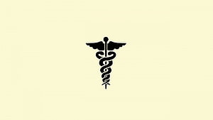 Black Caduceus Medical Symbol on Cream Background Minimalist Design HD wallpaper