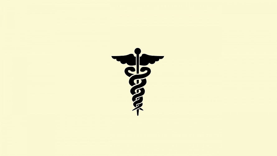 Black Caduceus Medical Symbol on Cream Background Minimalist Design HD wallpaper