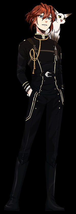 Arthur Leywin in Black Military Uniform with White Cat Companion from The Beginning After The End HD phone wallpaper