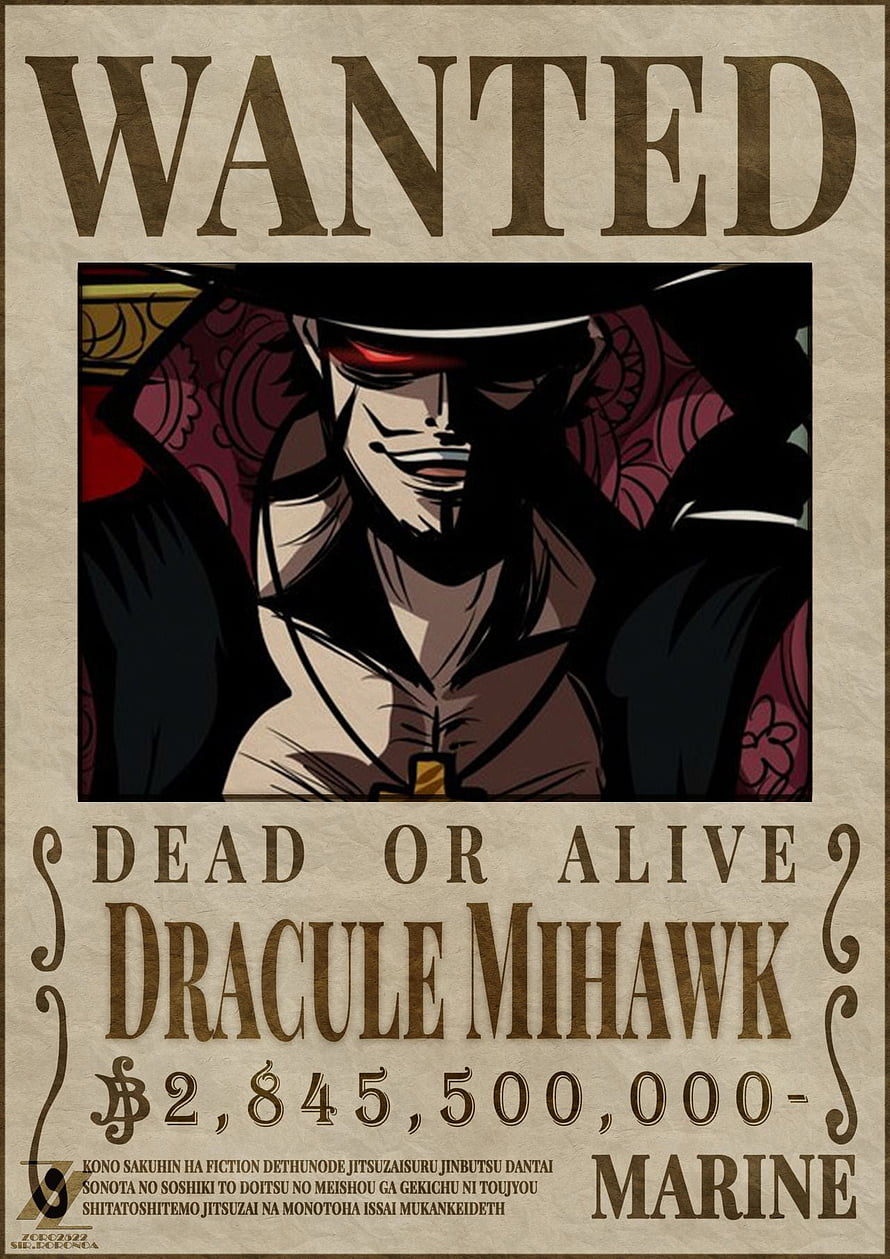 Dracule Mihawk Wanted Poster from One Piece with Bounty and Marine Seal HD phone wallpaper