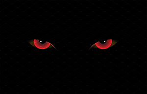 Menacing Red Demon Eyes Glowing in Pitch Black Darkness HD wallpaper