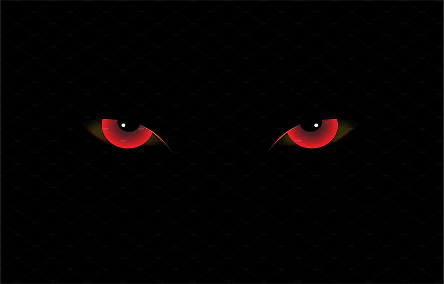 Menacing Red Demon Eyes Glowing in Pitch Black Darkness HD wallpaper