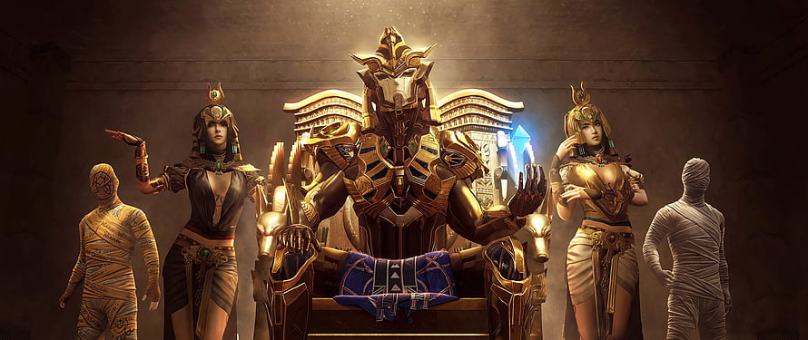 PUBG Mobile Golden Pharaoh X Suit with Mummies and Egyptian Priestesses HD wallpaper
