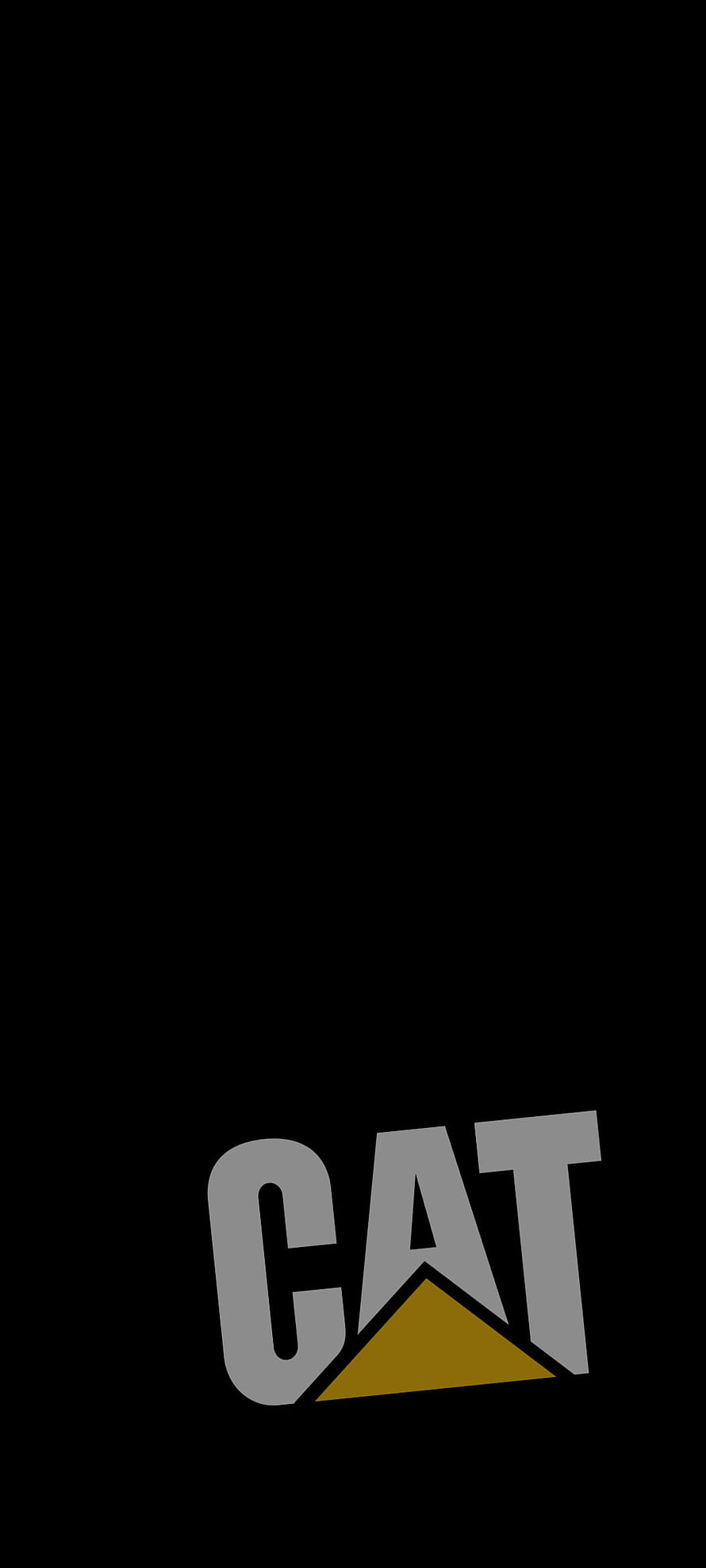 Caterpillar CAT Logo on Black Background with Yellow Triangle Accent HD phone wallpaper