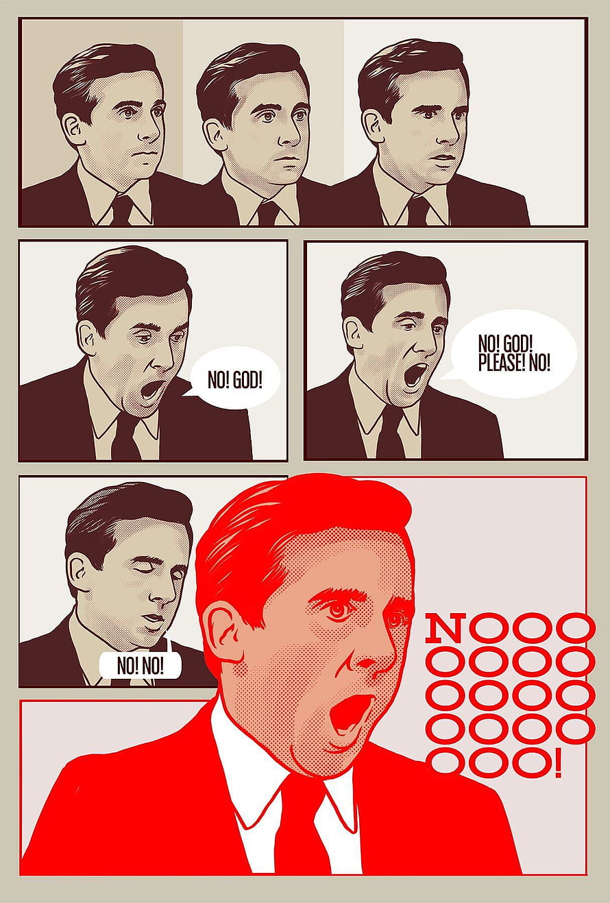 Michael Scott from The Office in a dramatic comic book panel sequence HD phone wallpaper