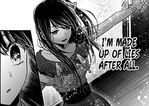 Oshi No Ko manga panel featuring a smiling girl with long hair and a close-up of a shocked face HD wallpaper