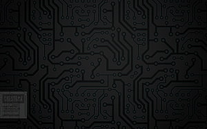 Dark Circuit Board Pattern with Intricate Electronic Traces and Nodes HD wallpaper