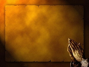 Vintage Praying Hands on Aged Parchment with Warm Golden Glow and Distressed Edges HD wallpaper