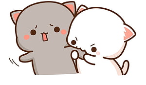Peach and Goma Kawaii Cat Illustration HD wallpaper
