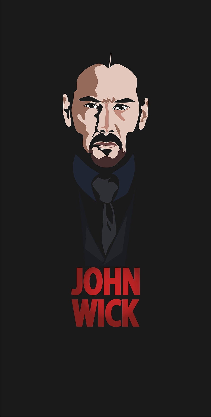 John Wick Minimalist Vector Portrait in Dark Suit with Red Typography HD phone wallpaper