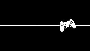 Minimalist Black Gaming Banner With White Controller Icon And Horizontal Line HD wallpaper