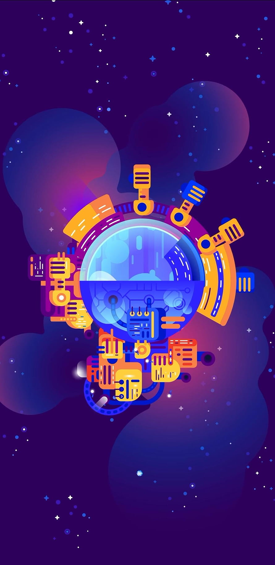 Kurzgesagt Dyson Sphere Concept Art with Futuristic Orbital Structures in Deep Space HD phone wallpaper