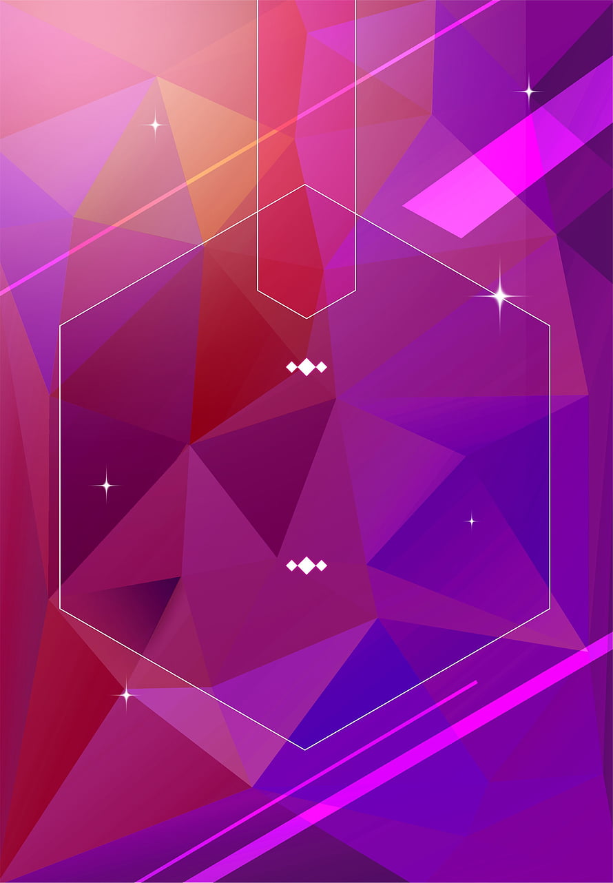 Abstract Geometric Low Poly Background with Purple and Pink Faceted Shapes and Sparkling Star Accents HD phone wallpaper