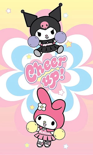Kuromi and My Melody Cheerleader Wallpaper with Sanrio Characters HD phone wallpaper
