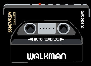 Retro Pixel Art Sony Walkman Cassette Player with Mega Bass and Auto Reverse HD wallpaper