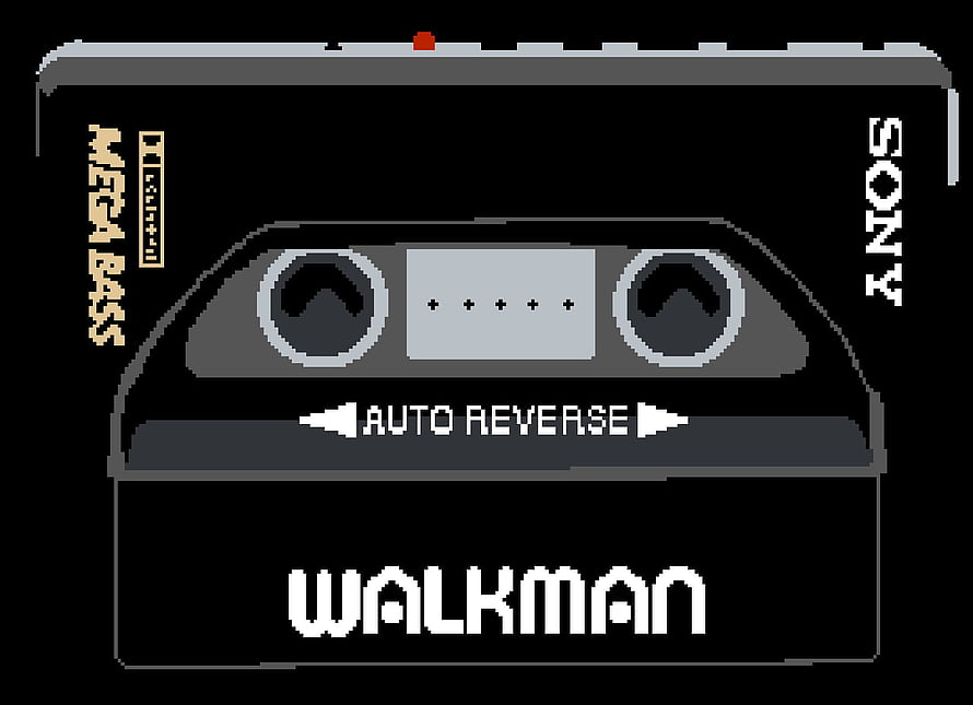 Retro Pixel Art Sony Walkman Cassette Player with Mega Bass and Auto Reverse HD wallpaper