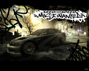 Need For Speed Most Wanted BMW M3 Street Racing Scene with Graffiti and Police Pursuit HD wallpaper