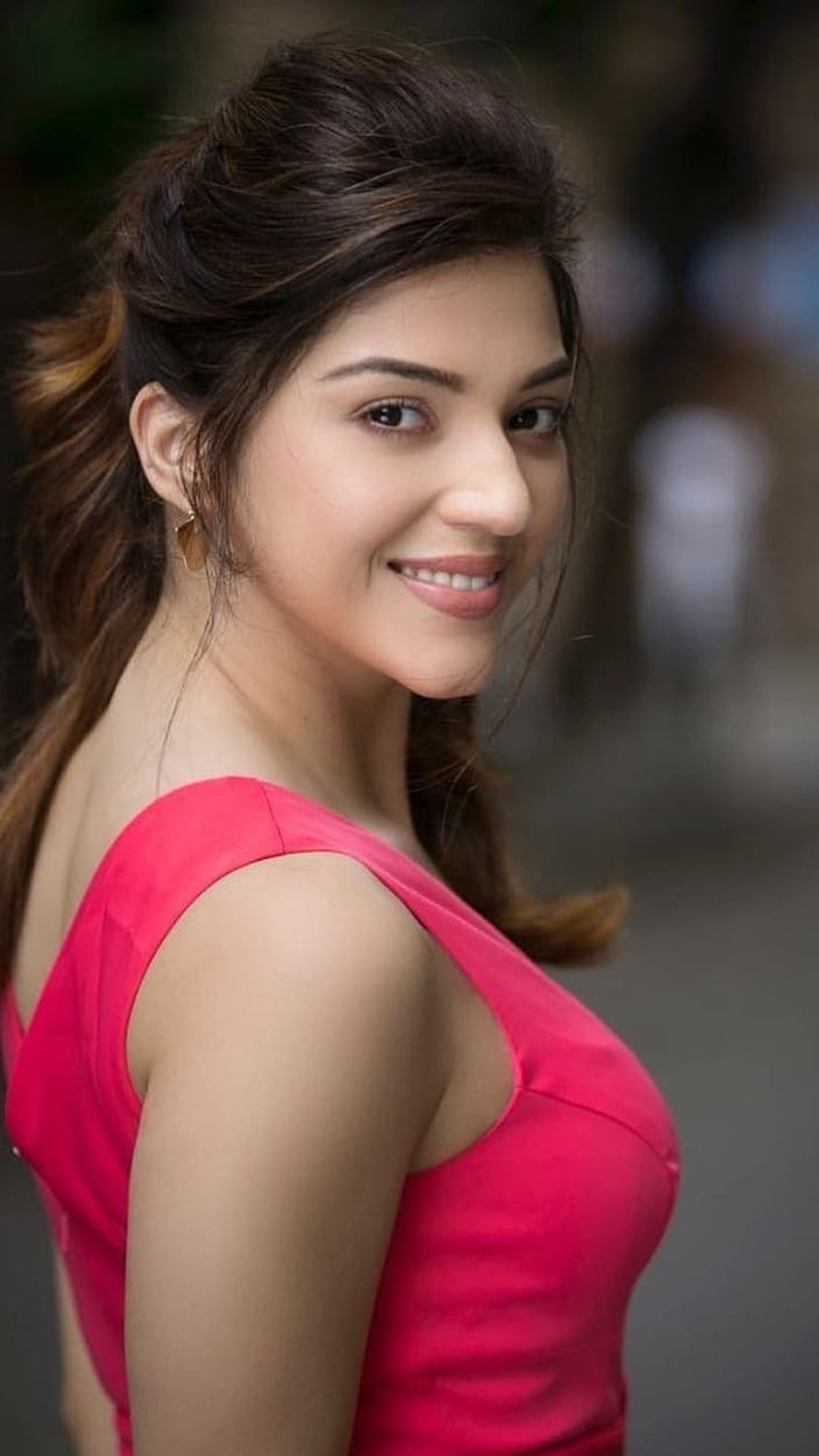 Mehreen Kaur Pirzada Portrait in Vibrant Pink Dress with Soft Smile HD phone wallpaper
