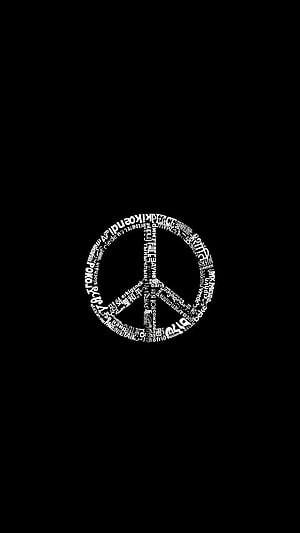 Multilingual Peace Symbol Typography on Black Background HD phone wallpaper