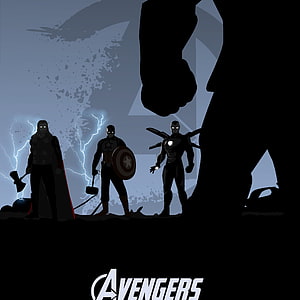 Avengers Endgame Silhouette Art Featuring Thor, Captain America, Iron Man, and Thanos HD phone wallpaper