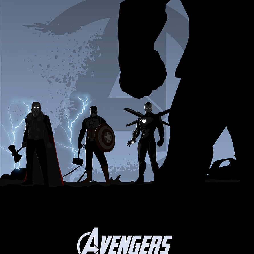 Avengers Endgame Silhouette Art Featuring Thor, Captain America, Iron Man, and Thanos HD phone wallpaper