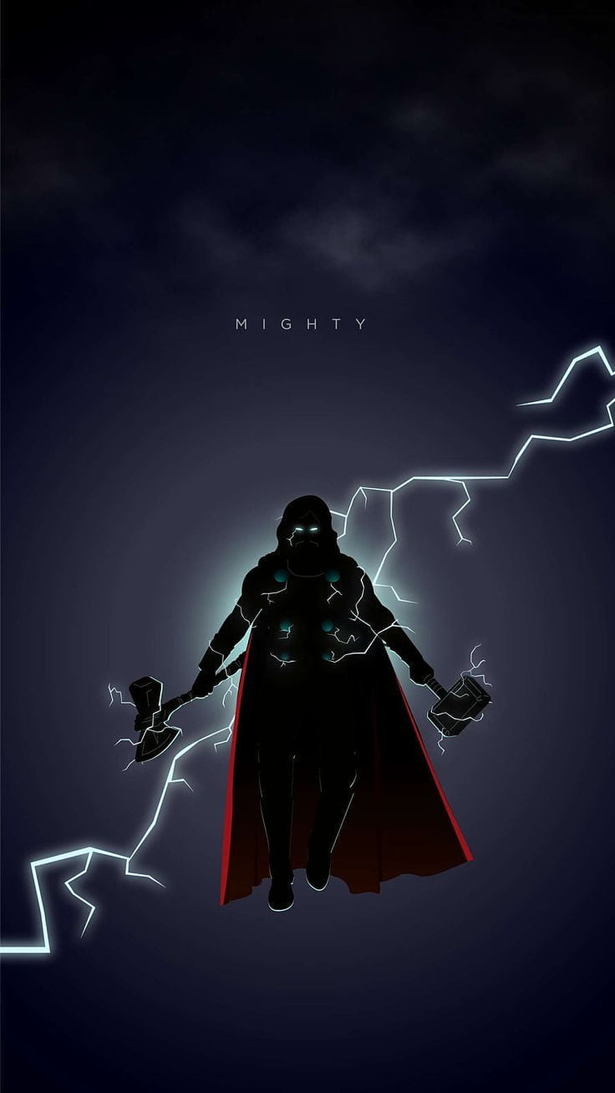 Thor Silhouette Holding Stormbreaker Amid Lightning and Dark Stormy Sky HD phone wallpaper