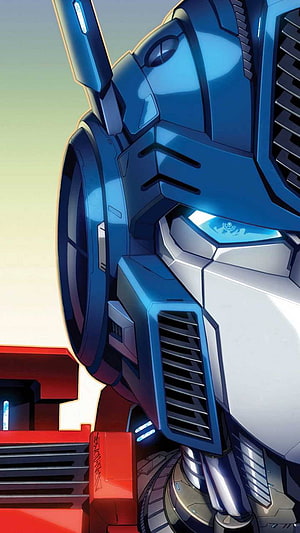 Optimus Prime G1 Classic Blue and Red Robot Head Close-Up HD phone wallpaper