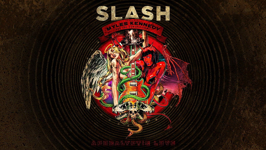 Slash Apocalyptic Love Album Art Featuring Angel and Devil Figures HD wallpaper