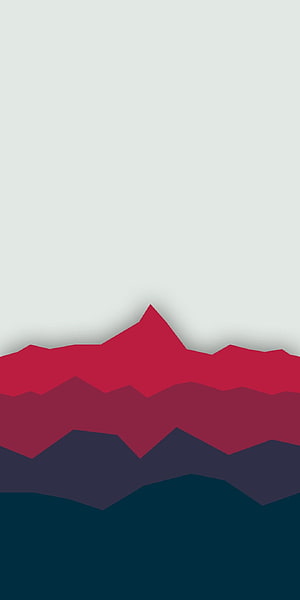 Minimalist Layered Mountain Landscape in Crimson and Deep Navy Tones HD phone wallpaper