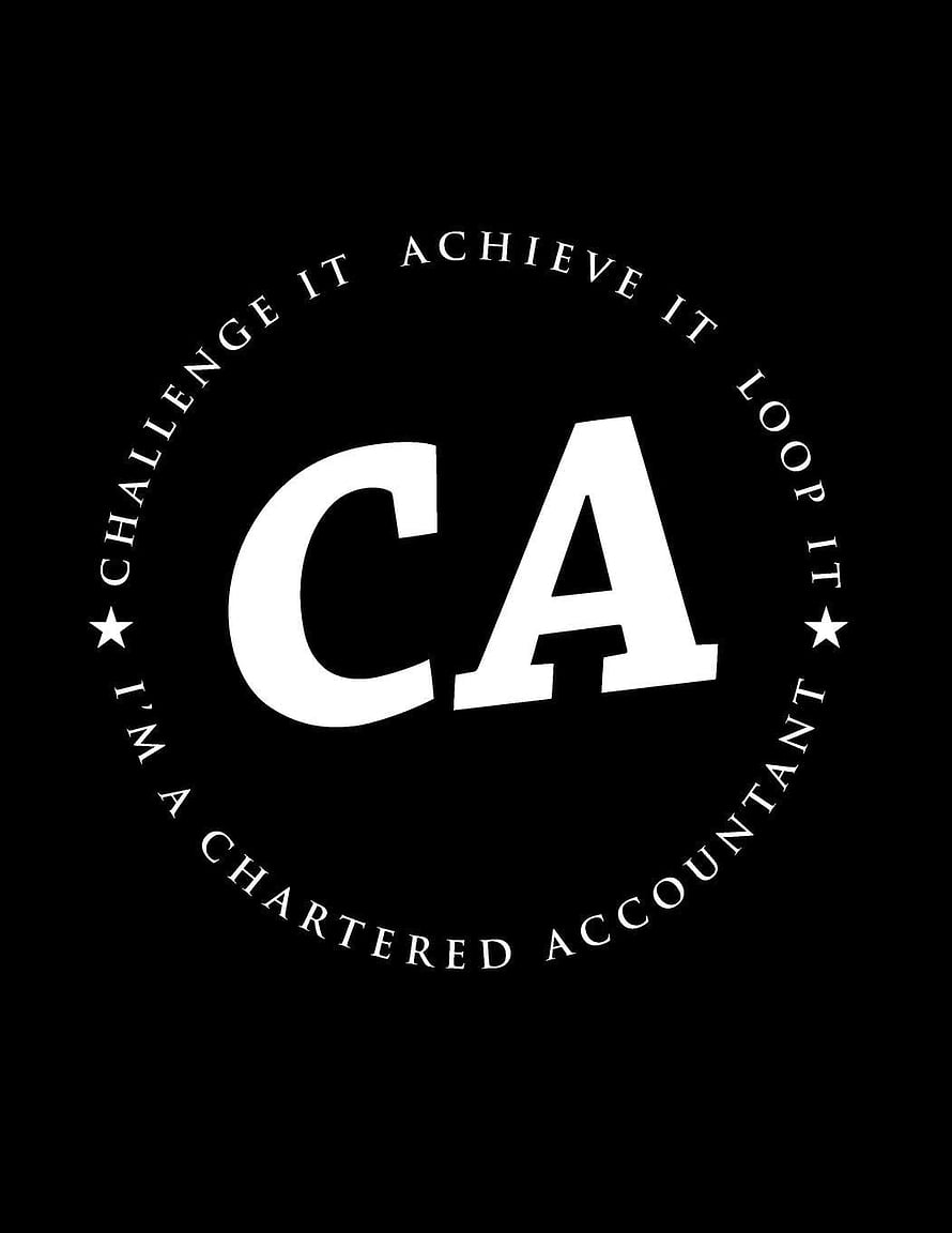 Minimalist Chartered Accountant CA Logo Design with Motivational Circular Text on Black Background HD phone wallpaper