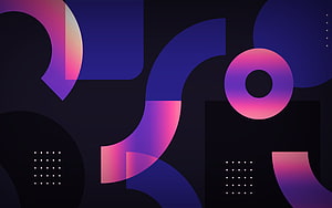 Dark Geometric Abstract Art with Vibrant Purple and Pink Gradient Shapes HD wallpaper