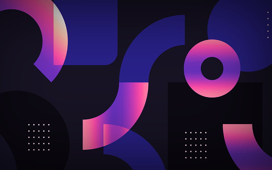 Dark Geometric Abstract Art with Vibrant Purple and Pink Gradient Shapes HD wallpaper
