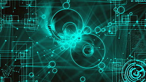 Futuristic Digital Circuitry and Glowing Data Nodes on Dark Background HD wallpaper