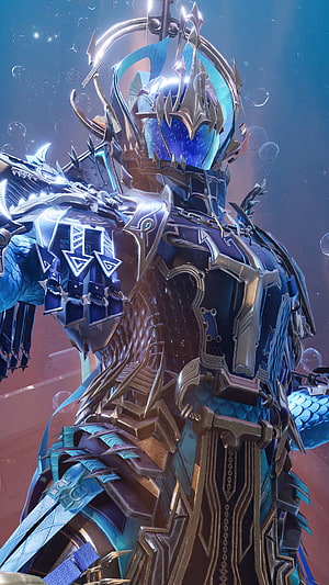 PUBG Poseidon X Suit Armor Concept Art with Blue and Gold Plating HD phone wallpaper