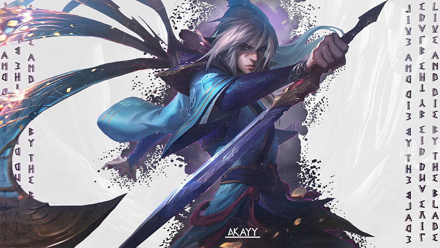 League of Legends Talon Enduring Sword Concept Art with Dynamic Ink Splatter HD wallpaper
