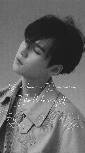 Suga Min Yoongi BTS Black and White Portrait with Inspirational Quote HD phone wallpaper