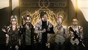 Ordem Paranormal Team Portrait in Comic Art Style with Weapons and Occult Symbols HD wallpaper
